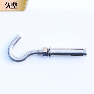 不锈钢膨胀挂钩形膨胀螺丝钩打孔8mm10防坠网挂钩带弹簧防脱吊环
