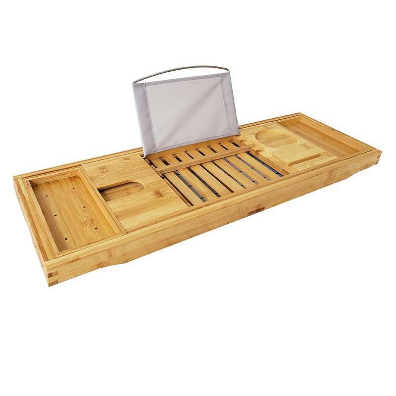 竹制浴缸架浴室红酒浴缸伸缩多功能卫生间收纳置物架（现货）