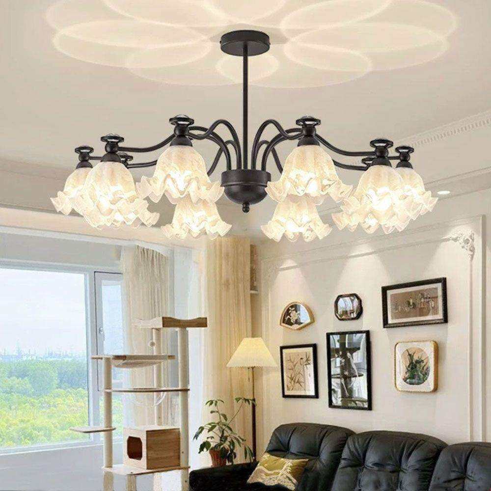 美式复古法式客厅吊灯田园铃兰花朵大气创意灯具卧室古风餐厅