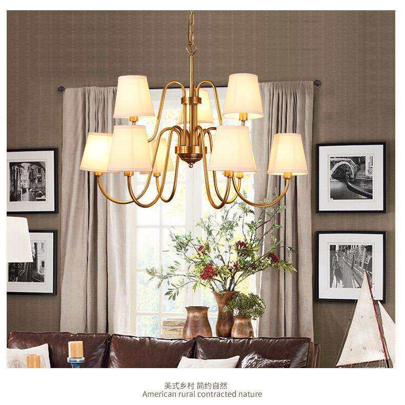 美式乡村全铜吊灯欧式客厅灯九头双层大厅吊灯楼梯间铜灯简欧灯具