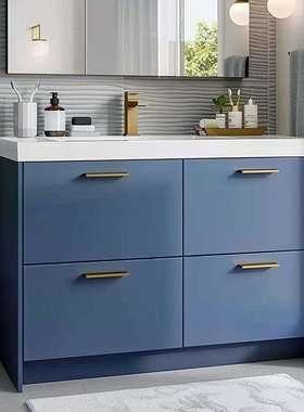 跨境电商美式PVC浴室柜现代简约风格蓝色Bathroom Vanity外贸厂家
