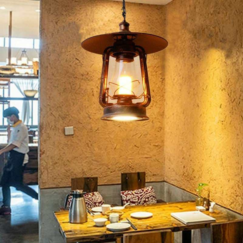 马灯复古煤油灯现代中式吸吊两用型铁艺吊灯客厅餐厅卧室LED网红1