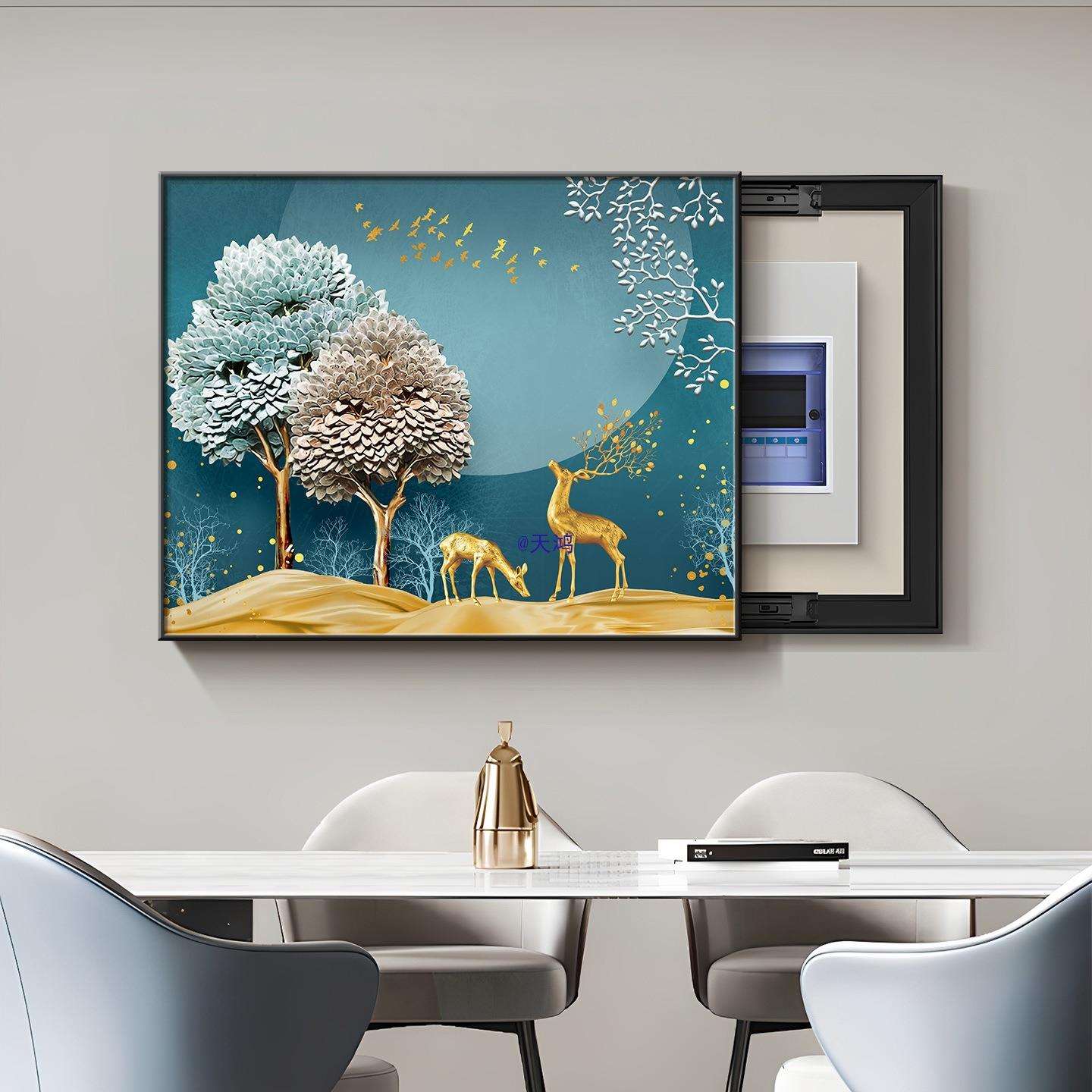 电表箱装饰画2025新款免打孔客厅配电箱挂画北欧新款开关餐厅壁画