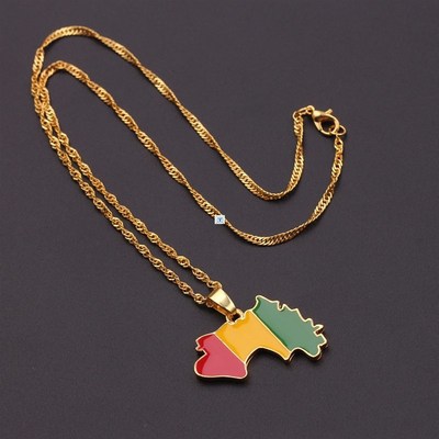 极速NEW Country Map Flag Necklace Africa GMuinea Ghana Liber