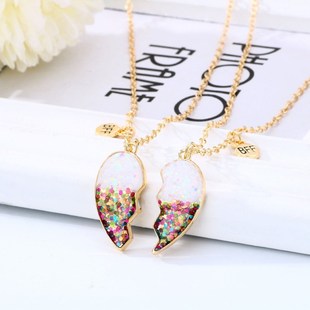 极速2Pcs Necklace Heart Pendants Best FrienNd Necklaces jewe