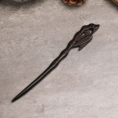 极速Handmade Carving Ancievnt Chinese Hairpin Black Sandalwo