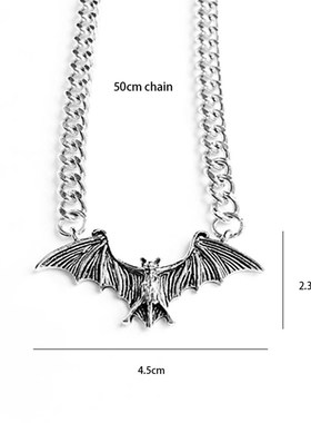 极速Gothic Vampire Bat Necklace Punk Hip Hop Rock VVintage M