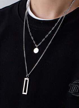 极速Niche Hipi Hop Necklace Mens Tide Titanium Steel Pendan