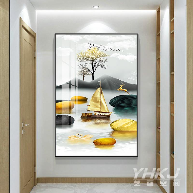 北欧入户玄关装饰画现代简约正对门客厅挂画走廊过道招财墙面壁画图片