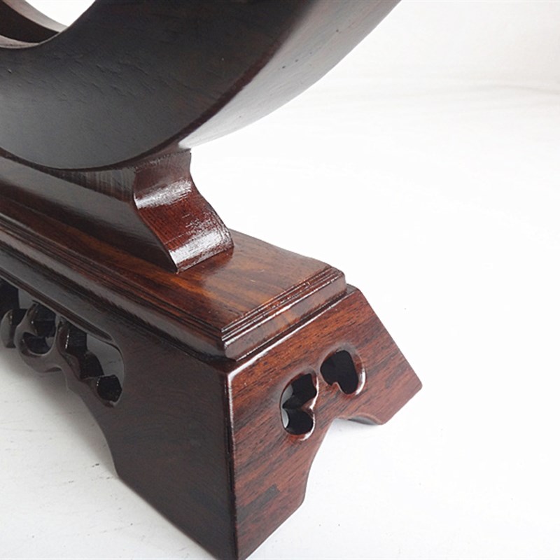 极速红木黑紫檀玉石平q安扣摆件实木底座木托玉扣玉璧怀古支架玉