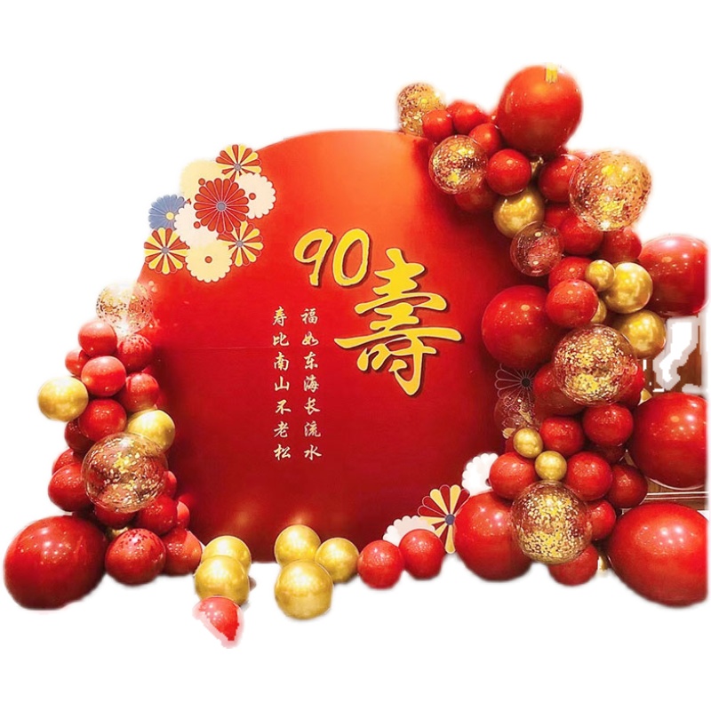 极速老人寿宴生日j场景装饰布置60岁过寿长辈80大寿祝寿气球kt板