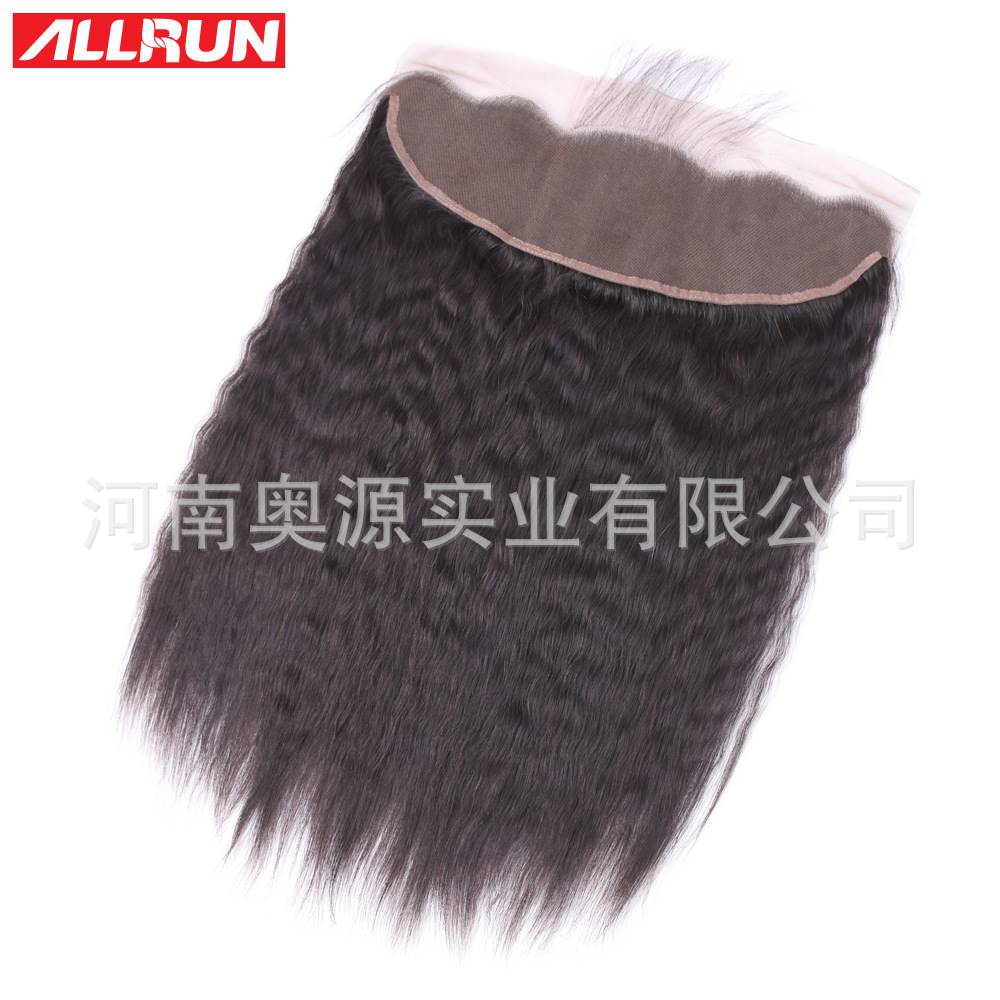 极速-Real hair front 13X4 yaki straight hair Pblock lace fro