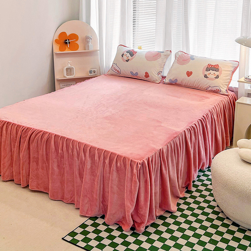 极速冬季全棉法兰绒床裙s四件套加厚牛奶绒被套珊瑚绒床单人宿舍