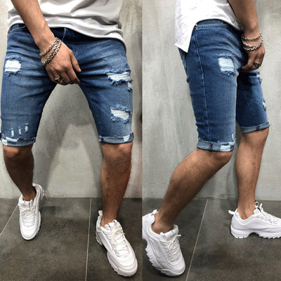极速New Men Casual Shorts Fashion JeanIs Short Pants Destroy