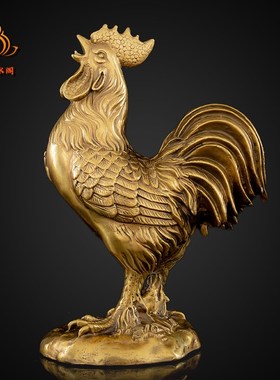 极速纯铜鸡摆件铜公鸡金鸡大公z鸡招财生肖鸡元宝鸡家居客厅风水
