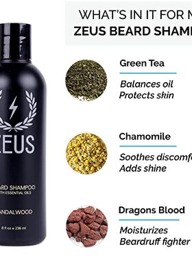 极速ZEUS Beard Wash & Beard ConditionerJ Set with Green Tea