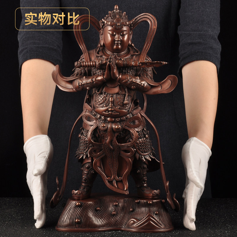 极速紫铜韦陀菩j萨摆件大号韦陀像伽蓝护发神像武财神关公神像乔