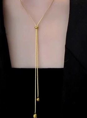 极速有球必应可调节抽拉式项链女简约小众钛K钢蛇骨链2023年新款