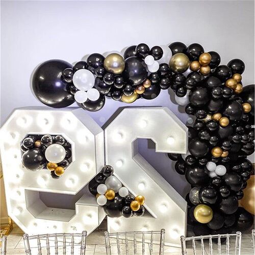 新品5/10/12/18 Inch Black Balloons FlashiLng Metallic Balloo