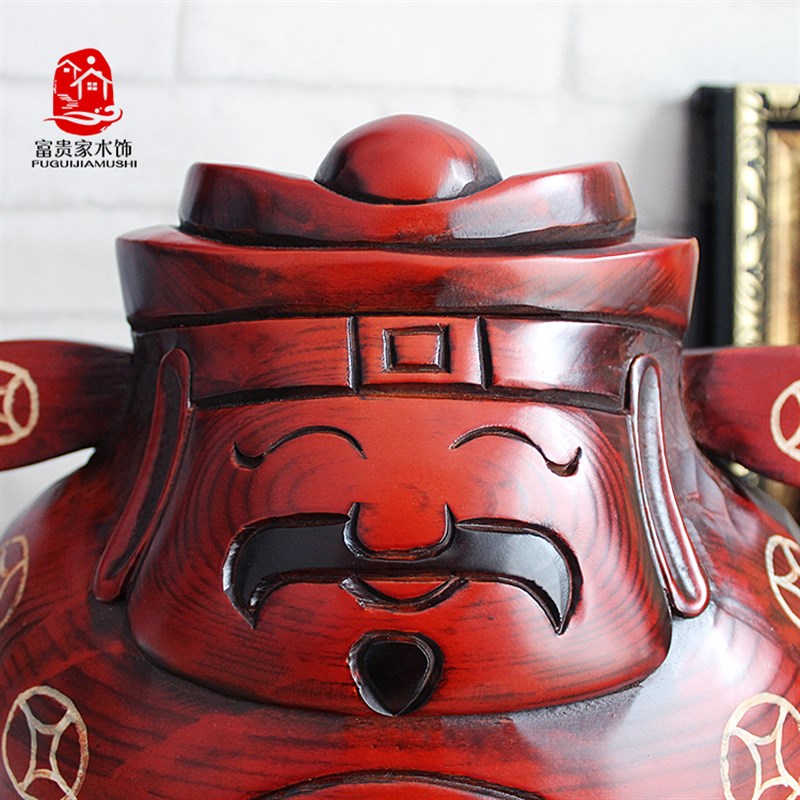 极速招财财神f爷大号木质存钱罐店铺公司开业礼品储蓄罐客厅装饰