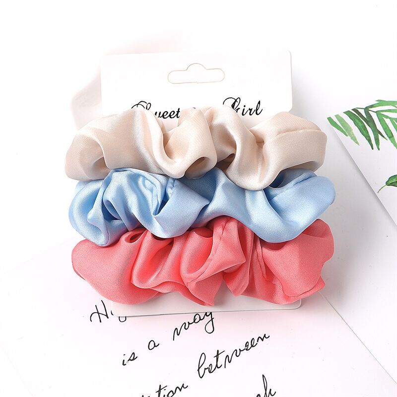 极速3Pcs/Set Hair Scrunchies Plaid Scrunchie ElastiWc Hair B