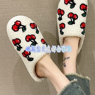 家居室内厚底防滑保暖 新款 极速日本ZD水果毛绒n棉拖鞋 女2023冬季