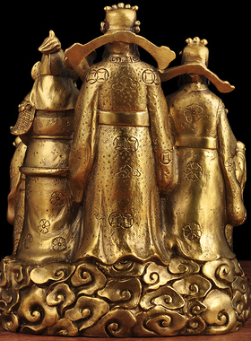 极速黄铜五路财神摆件佛像供奉招财聚宝盆存钱罐客V厅玄关装饰开