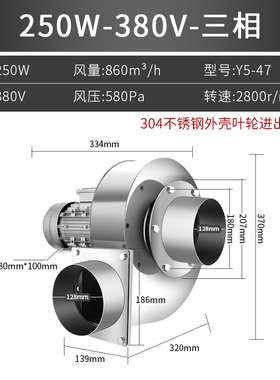 极速新品YN5-47不锈钢离q心通风机380JV耐高温采暖除尘引通风机小
