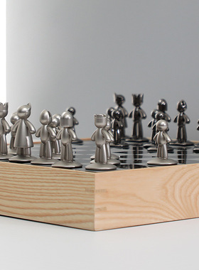 极速欧式原木色实木国际棋盘家居装D饰摆件软装样板间客厅桌面棋