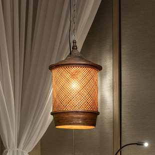 极速异丽东南亚风格 餐厅G饭店卧室阳台茶楼灯笼榻榻 竹编吊灯泰式