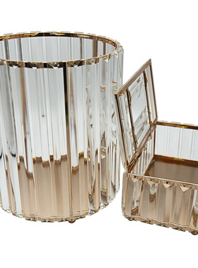 极速家用装饰摆件长条水晶套装创意时尚长条水P晶垃圾桶水晶纸巾