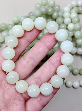 极速天然和田玉晴水料单圈女款手链B 12mm晴水低饱和度手串 男女