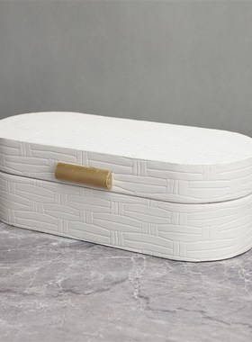 极速现代简约白色饰品收纳盒储物盒样板房K售楼部卧室客厅餐厅书