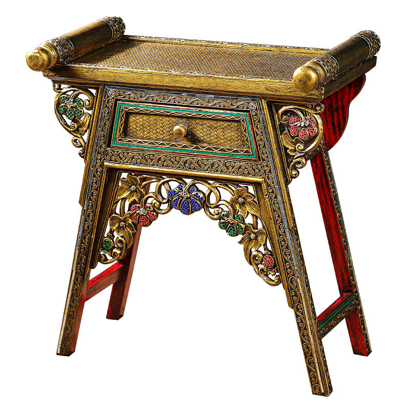 极速仿古实木中式供奉桌s香案条案简约现代佛台供桌金箔供台佛龛