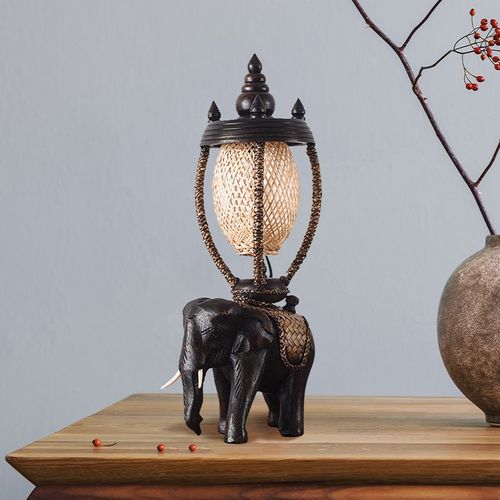 极速泰国实木大h象台灯 东南亚美式乡村 创意个性复古温馨卧室床