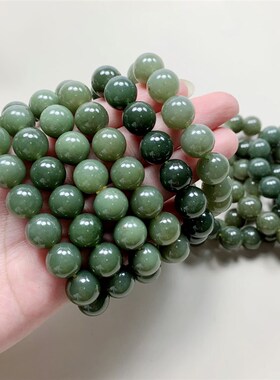 极速天然和田玉黄口圆珠女款手链z 12mm大颗粒黄口手串 男女款玉