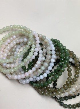 极速天然和d田玉精致6mm单圈女款手链 女款晴水藕粉和田玉手串