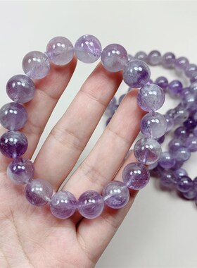 极速天然薰衣草紫水晶大颗s粒单圈女款手链 12mm薰衣草紫水晶手串