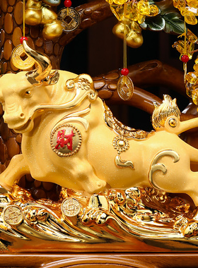 极速运势如意牛摆件发财树招财客厅玄关酒M柜收银台装饰品乔迁开