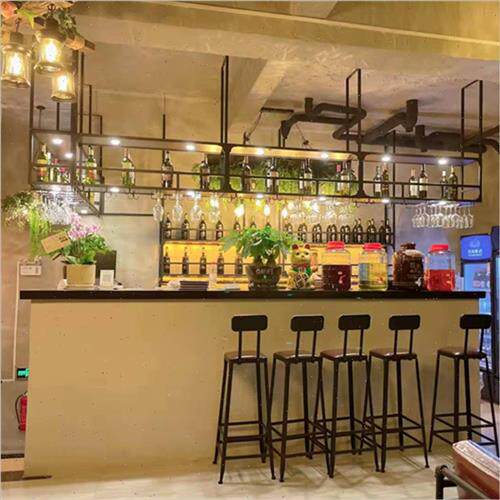 新品吧台酒架吊架悬挂置物架餐厅壁挂酒I柜倒挂红酒杯架工业风酒