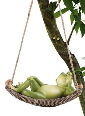 极速Cute Garden Hanging Swiwng Frog Statues for Garden Outdo
