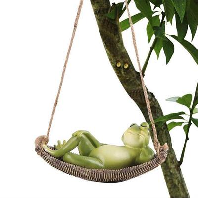极速Cute Garden Hanging Swiwng Frog Statues for Garden Outdo