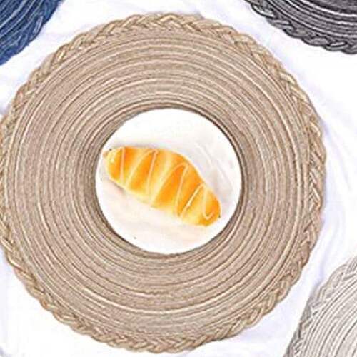 新品Round Woven Place Mats Set Of 6 Table Mat WovUen Washabl