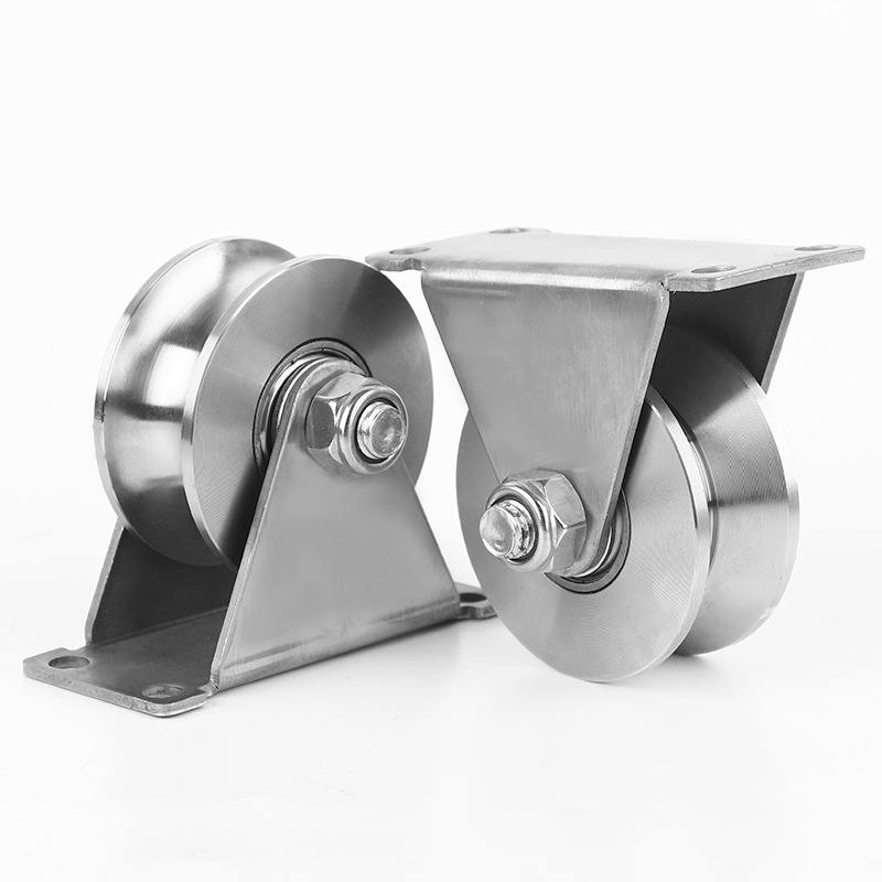 极速304不e锈钢滑轮 V型轨道轮U型定滑轮轮钢丝绳吊轮平移门轴承