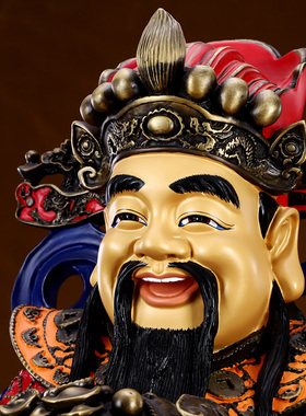新品纯铜财神爷佛像招p财文财神爷神像摆件家用元宝财神像店铺开