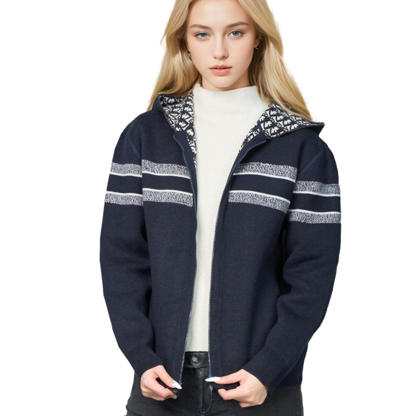 2026早春新款高定新款字母logo老花羊绒连帽双面穿拉链针织开衫女,女装/女士精品,毛针织衫,淘宝优惠券,粉丝福利购,淘宝优惠卷