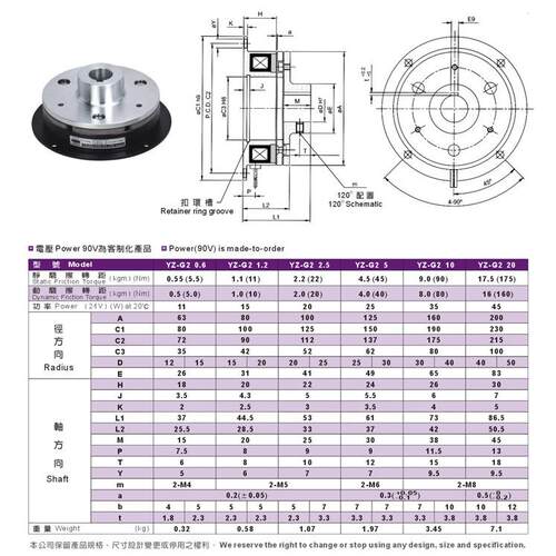 电磁制动器 电磁刹车制动器 YZG DC24V