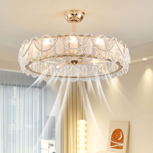 轻奢水晶智能静音风扇灯