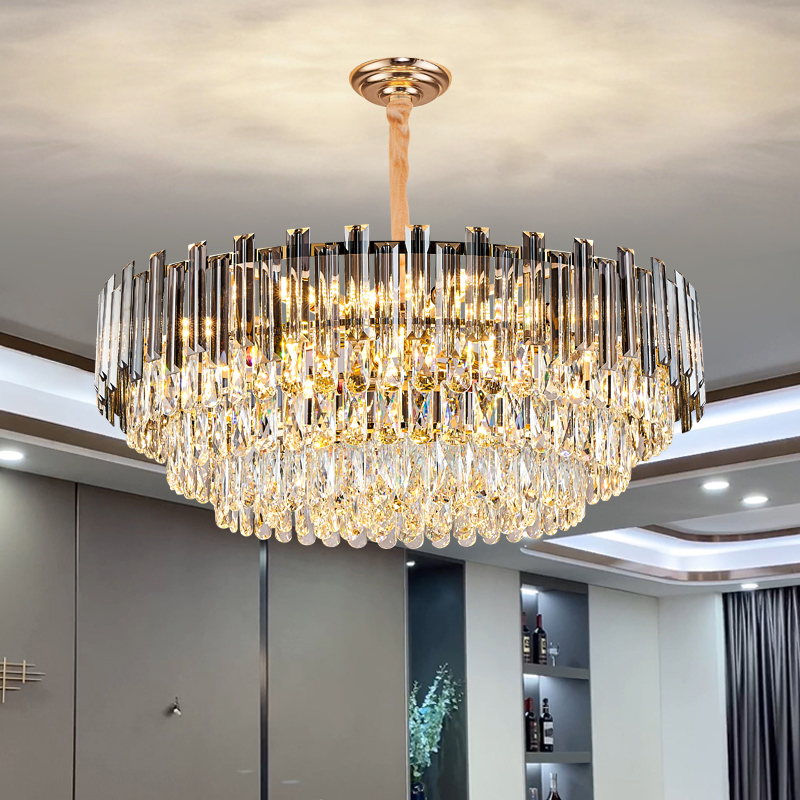 后现代轻奢水晶吊灯客厅现代简约圆形大厅别墅高档大气餐厅卧室灯