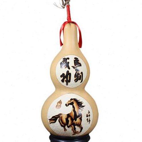 葫芦雕刻烙画工艺品家居装饰摆件马到成功福禄客厅玄关大葫芦z.